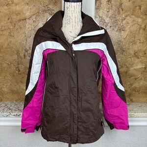 Columbia Interchange Jacket Women's‎ Medium Brown Pink Windbreaker Rain Coat